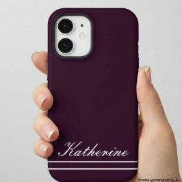 Funda Para iPhone 16 Nombre de guión Minimalista Ciruela