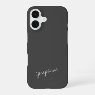 Funda Para iPhone 16 Nombre de Letra a Mano Minimalista Blanco Negro Pe