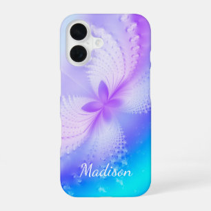 Funda Para iPhone 16 Nombre de mariposa abstracta femenina púrpura mode