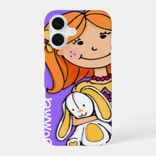 Funda Para iPhone 16 Nombre de niños iphone chica abrazo morado amarill
