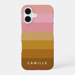 Funda Para iPhone 16 Nombre de rayas geométricas boho de color rosa y t
