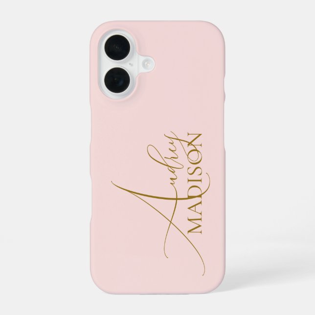 Funda Para iPhone 16 Nombre de serie de script Rubor Pink (Reverso )