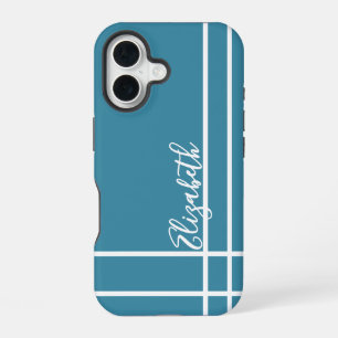 Funda Para iPhone 16 Nombre minimalista simple azul oceánico señoras