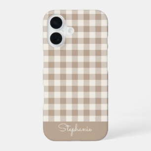 Funda Para iPhone 16 Nombre neutral a cuadros de cuadros de patrón de g