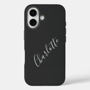 Funda Para iPhone 16 Nombre personalizado de guión minimalista blanco n
