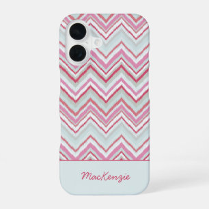 Funda Para iPhone 16 Nombre personalizado de la banda de chevron Ikat m