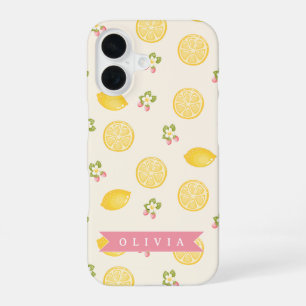 Funda Para iPhone 16 Nombre Personalizado de Verano Floral de Limón Per
