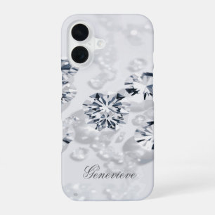 Funda Para iPhone 16 Nombre personalizado Diamante disperso