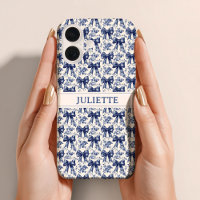 Nombre personalizado Elegante Vintage Floral Blue 