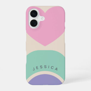 Funda Para iPhone 16 Nombre personalizado en forma de morado verde rosa