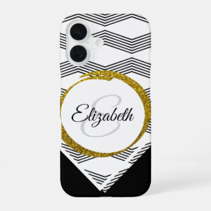 Funda Para iPhone 16 Nombre personalizado Glitter Inicial Letra Monogra