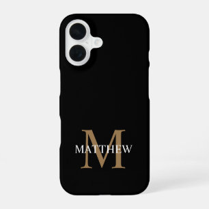 Funda Para iPhone 16 Nombre personalizado Monograma negro