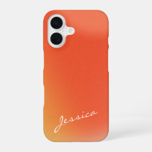 Funda Para iPhone 16 Nombre personalizado naranja gradiente retro abstr