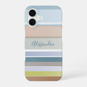 Funda Para iPhone 16 Nombre Personalizado Pastel Estrellas Moderno Azul
