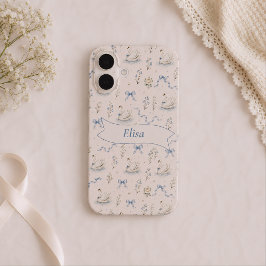 Funda Para iPhone 16 Nombre personalizado Swan Lake Cottagecore Lazo El