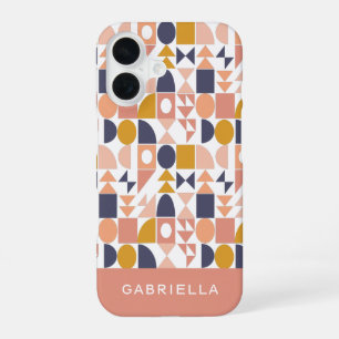 Funda Para iPhone 16 Nombre Personalizado Terroso Geométrico Boho Elega