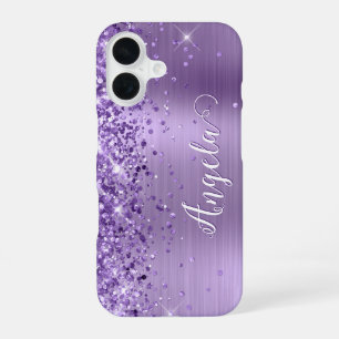 Funda Para iPhone 16 Nombres femeninos con lámina púrpura brillante
