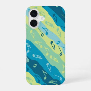 Funda Para iPhone 16 Nota De Música Rayas Verde Y Azul