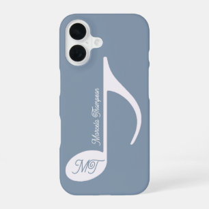 Funda Para iPhone 16 Nota musical personalizada Dusty Blue