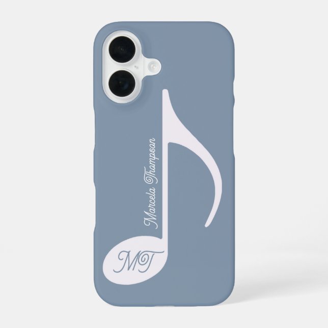 Funda Para iPhone 16 Nota musical personalizada Dusty Blue (Reverso )
