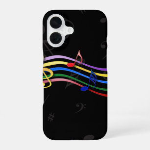 Funda Para iPhone 16 Notas de música en color arcoiris