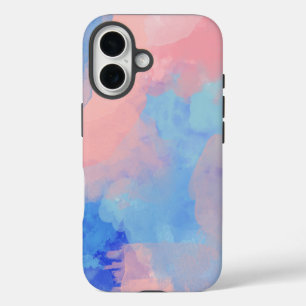 Funda Para iPhone 16 Nubes acuáticas abstractas de ensueño en azul y ro