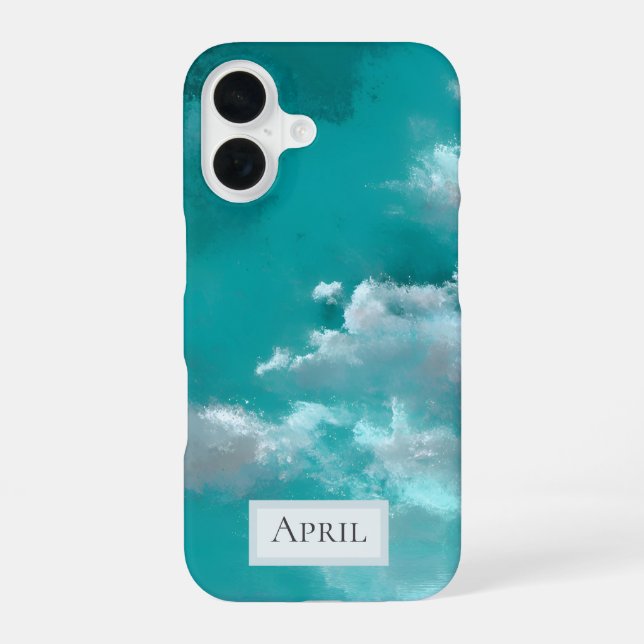 Funda Para iPhone 16 Nubes Blancas sobre Turquesa (Reverso )