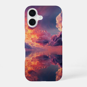 Funda Para iPhone 16 Nubes dramáticas surrealistas con puesta de sol ar