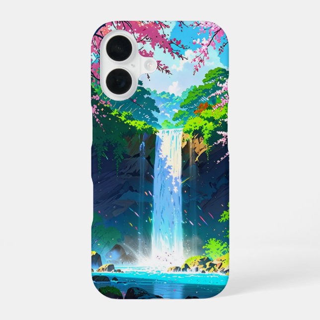 Funda Para iPhone 16 Oasis de Cascada de Primavera (Reverso )