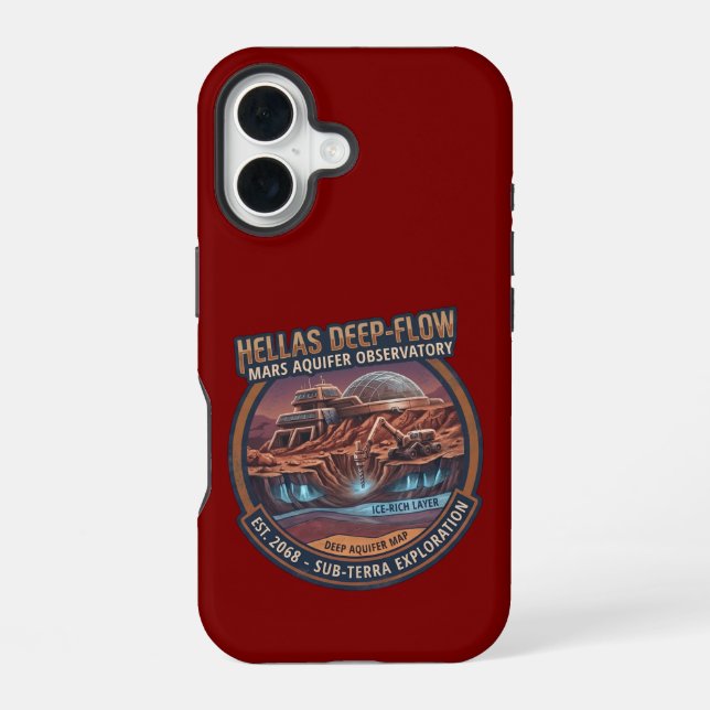 Funda Para iPhone 16 Observatorio Hellas Deep-Flow del Acuífero de Mart (Reverso )