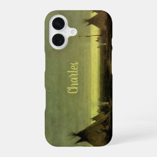 Funda Para iPhone 16 Oeste vintage, campamento indio al amanecer de Tav