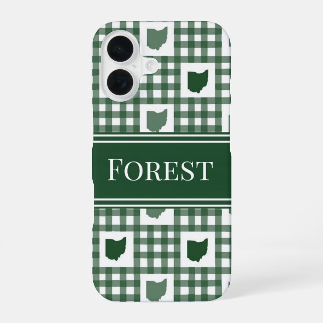 Funda Para iPhone 16 Ohio Gingham Verde (Reverso )