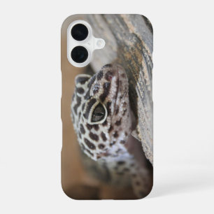 Funda Para iPhone 16 Ojos Boca de Gecko Leopardo Cara Primer Plano