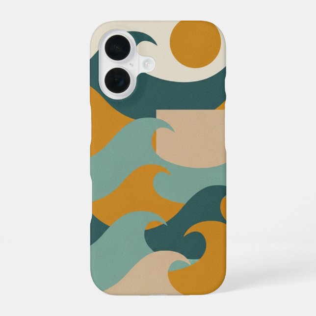 Funda Para iPhone 16 Ola abstracta y sol (Reverso )