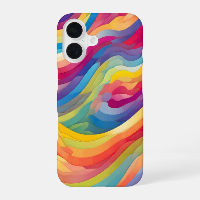Funda Para iPhone 16 Olas de Arcoíris (Reverso )