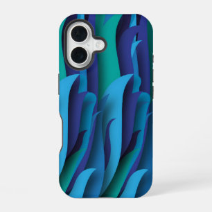 Funda Para iPhone 16 Olas de diferentes colores de azul a verde