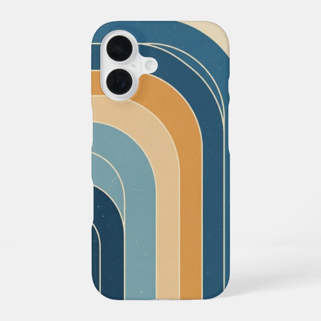 Funda Para iPhone 16 Olas Estilizadas Retro (Reverso )
