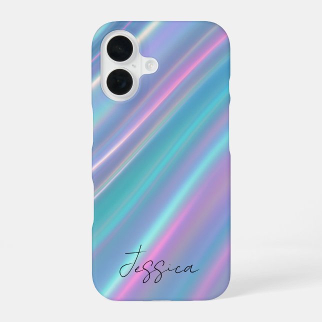 Funda Para iPhone 16 Olas iridiscentes holográficas (Reverso )