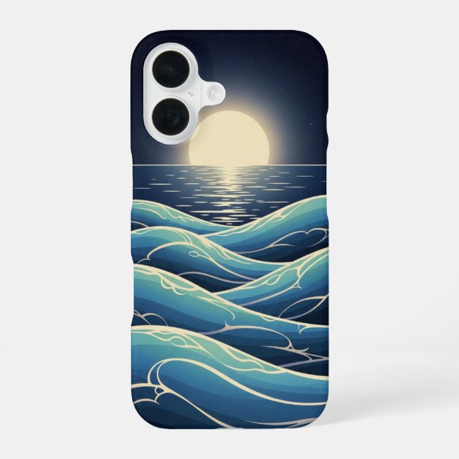 Funda Para iPhone 16 Olas Lunares Retro (Reverso )