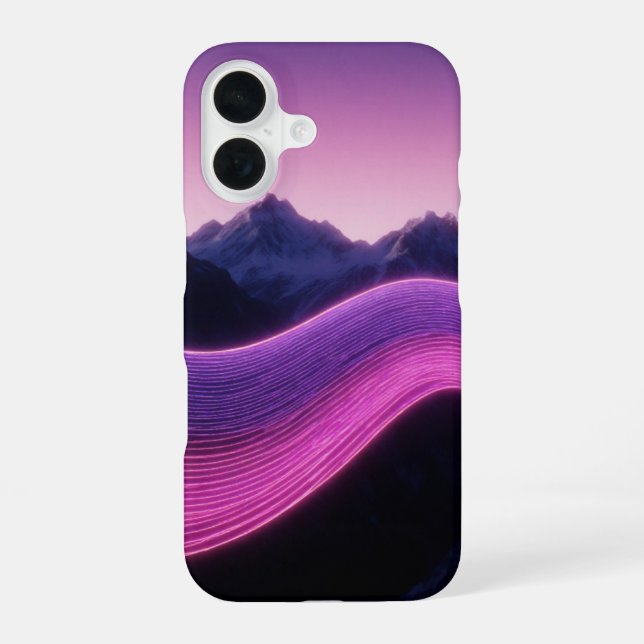 Funda Para iPhone 16 Olas Retro de Montañas (Reverso )
