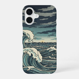 Funda Para iPhone 16 Olas tormentosas vintage