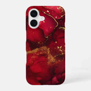 Funda Para iPhone 16 Opulencia Escarlata Lujo Rojo y Oro Glam Bold