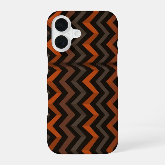 Funda Para iPhone 16 Orange and Brown Zigzag Pattern (Reverso )