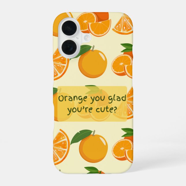 Funda Para iPhone 16 Orange you glad you're cute? orange patterns (Reverso )