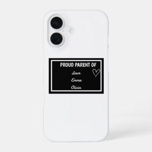 Funda Para iPhone 16 Orgulloso Padre/Madre de [Name 1], [Name 2] & [Nam