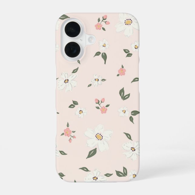 Funda Para iPhone 16 Original hand-drawn floral pattern iPhone case (Reverso )