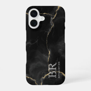 Funda Para iPhone 16 Oro Brillante Noche Brumosa Mármol Personalizable