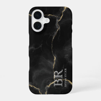 Funda Para iPhone 16 Oro Brillante Noche Brumosa Mármol Personalizable