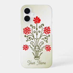 Funda Para iPhone 16 Oro de cosecha de vintage editable y aroma floral 