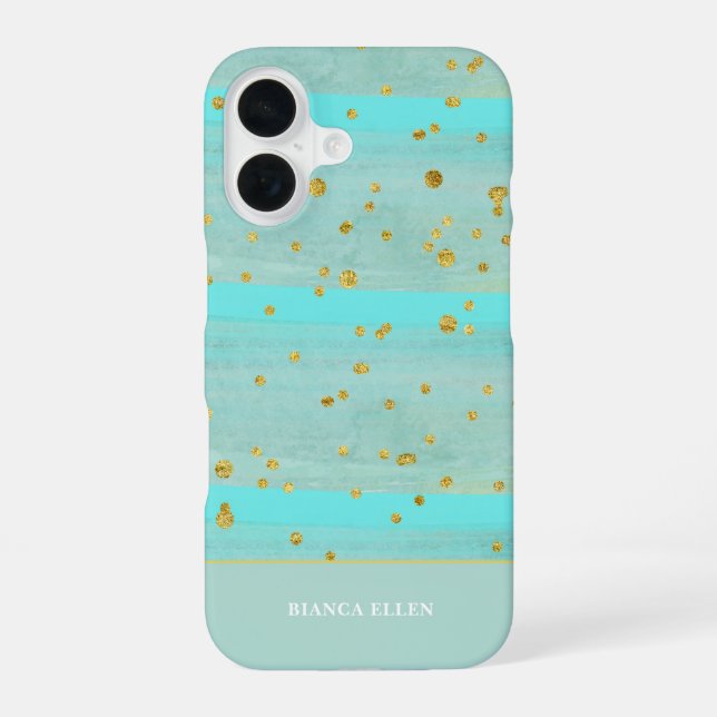 Funda Para iPhone 16 Oro Verde Abstracto (Reverso )